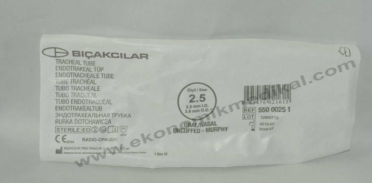 Entübasyon Tüpü Kafsız