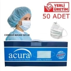 Lastikli ve telli bez maske 50 'lik