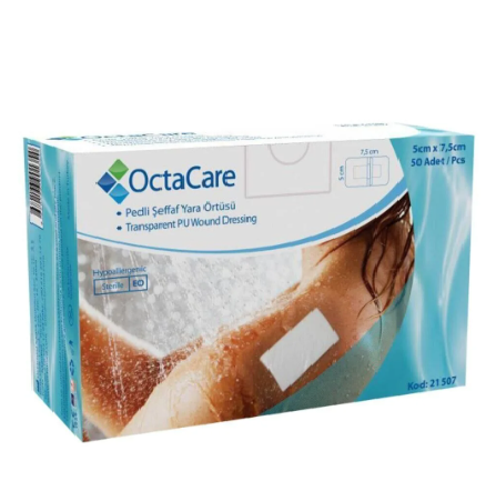 Octacare Su Geçirmez Pedli Şeffaf Yara Örtüsü 5x7.5cm
